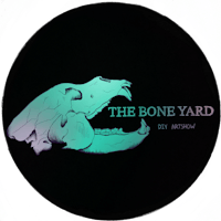 the bone yard logo with a black background